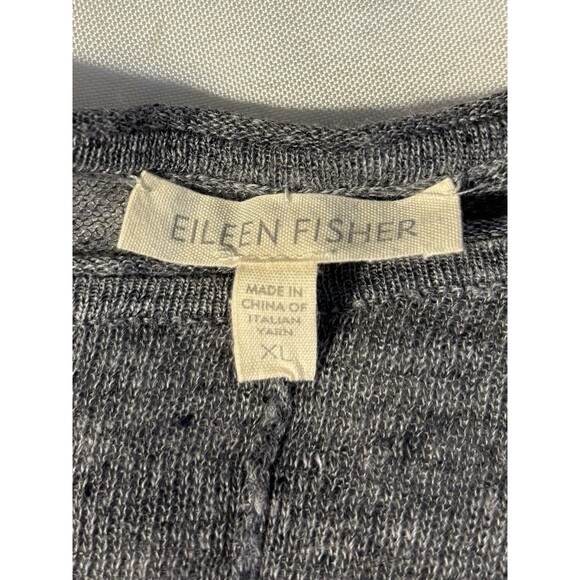 EILEEN FISHER Blue Delave Linen Lightweight Sheer Pullover Sweater XL Asymmetric - Picture 2 of 10